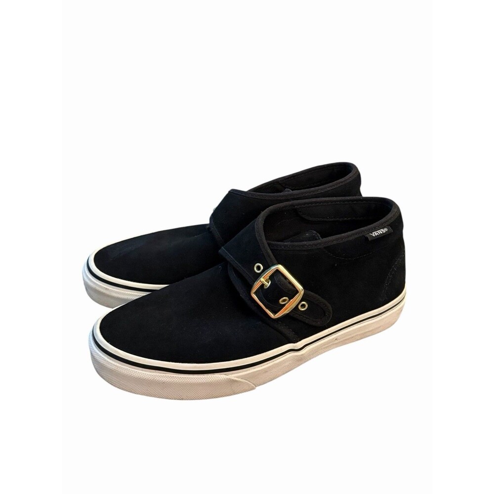 VANS Monk Strap Chukka Black Suede Leather Sneaker Gold Buckle Size 7.5 Women